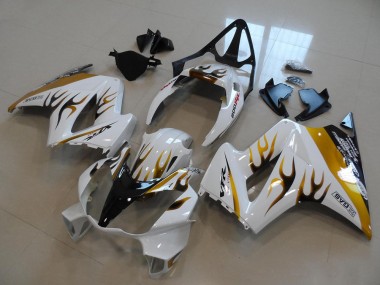 White Gold Black Flame 2002-2013 VFR800 Motorcycle Fairings