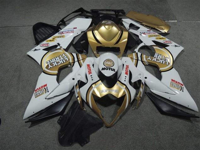 White Gold Lucky Strike Motul 2005-2006 GSXR 1000 Motorcycle Fairings White Gold Lucky Strike Motul 2005-2006 GSXR 1000 Motorcycle Fairings