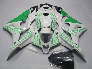 White Green Flame 2007-2008 CBR600RR Motorcycle Fairings