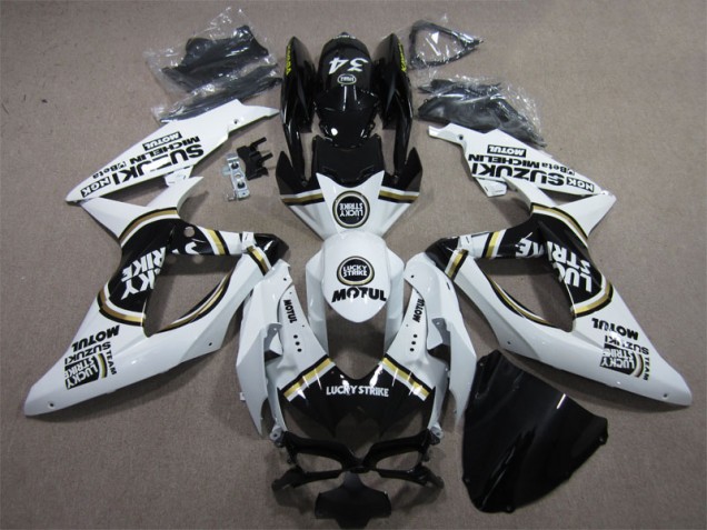 White Lucky Strike Black Motul 2008-2010 GSXR 600 Motorcycle Fairings White Lucky Strike Black Motul 2008-2010 GSXR 600 Motorcycle Fairings