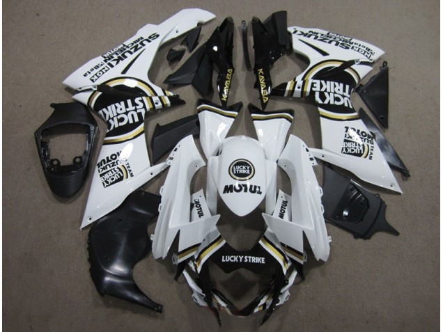 White Lucky Strike Black Motul 2011-2021 GSXR 600 Motorcycle Fairings White Lucky Strike Black Motul 2011-2021 GSXR 600 Motorcycle Fairings