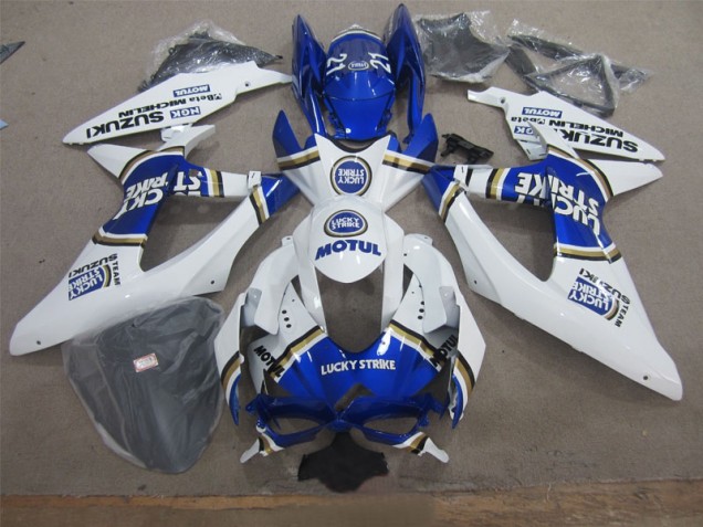 White Lucky Strike Blue Motul 2008-2010 GSXR 600 Motorcycle Fairings White Lucky Strike Blue Motul 2008-2010 GSXR 600 Motorcycle Fairings
