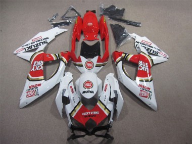 White Lucky Strike Red Motul 2008-2010 GSXR 600 Motorcycle Fairings