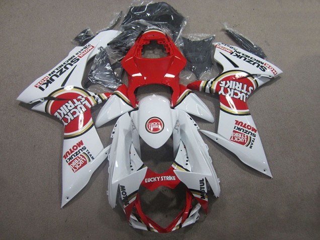 White Lucky Strike Red Motul 2011-2021 GSXR 600 Motorcycle Fairings White Lucky Strike Red Motul 2011-2021 GSXR 600 Motorcycle Fairings
