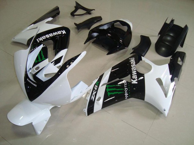White Monster 2003-2004 ZX6R Motorcycle Fairing White Monster 2003-2004 ZX6R Motorcycle Fairing