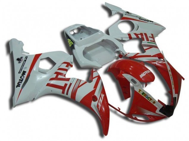 White Motul Red Fiat 2003-2005 YZF R6 Motorcycle Fairings White Motul Red Fiat 2003-2005 YZF R6 Motorcycle Fairings
