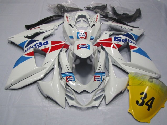 White Pepsi 34 2009-2016 GSXR 1000 Motorcycle Fairings White Pepsi 34 2009-2016 GSXR 1000 Motorcycle Fairings
