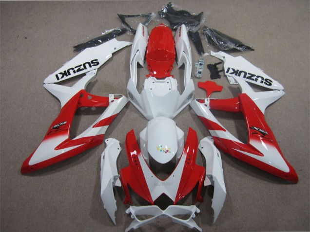 White Red 2008-2010 GSXR 600 Motorcycle Fairings