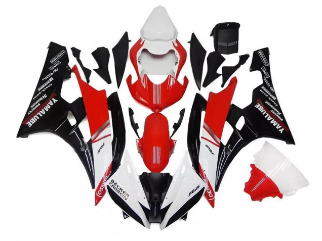 White Red Black 2006-2007 YZF R6 Motorcycle Fairing White Red Black 2006-2007 YZF R6 Motorcycle Fairing