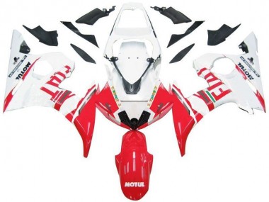 White Red Fiat 2003-2005 YZF R6 Motorcycle Fairings