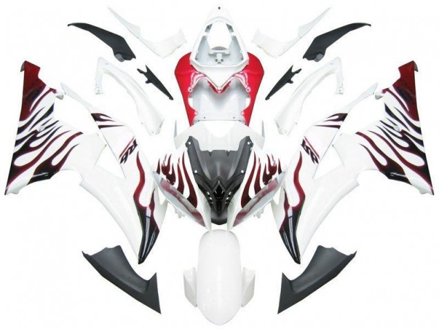 White Red Flame R6 2008-2016 YZF R6 Motorcycle Fairings White Red Flame R6 2008-2016 YZF R6 Motorcycle Fairings