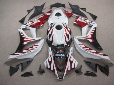 White Red Flame SHARK 2007-2008 CBR600RR Motorcycle Fairings