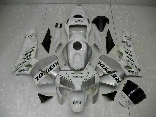 White Repsol 2003-2004 CBR600RR Motorcycle Fairing White Repsol 2003-2004 CBR600RR Motorcycle Fairing