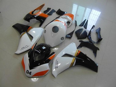White and Black and Orange Race 2008-2011 CBR1000RR Motorcycle Fairings
