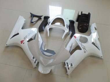 White with Silver Decals 2003-2004 ZX6R Motorcycle Fairings