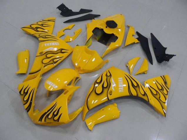 Yellow Black Flame 2012-2014 YZF R1 Motorcycle Fairings Yellow Black Flame 2012-2014 YZF R1 Motorcycle Fairings