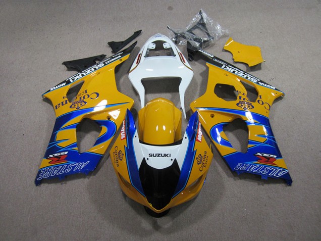 Yellow Blue Corona Extra 2003-2004 GSXR 1000 Motorcycle Fairings Yellow Blue Corona Extra 2003-2004 GSXR 1000 Motorcycle Fairings