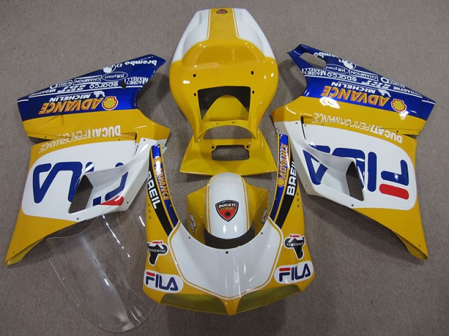 Yellow White Fila 1993-2005 Ducati 748 Motorcycle Fairings Yellow White Fila 1993-2005 Ducati 748 Motorcycle Fairings